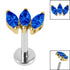 Titanium Internally Threaded Labrets 1.2mm - Gold Titanium Claw Set 3 CZ Jewel Marquise Fan