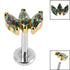 Titanium Internally Threaded Labrets 1.2mm - Gold Titanium Claw Set 3 CZ Jewel Marquise Fan