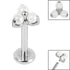 Titanium Internally Threaded Labrets 1.2mm - Titanium Claw Set Pearl Trinity
