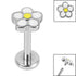 Titanium Internally Threaded Labrets 1.2mm - Steel Daisy Flower