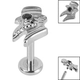 Titanium Internally Threaded Labrets 1.2mm - Titanium Jewelled Plague Doctor