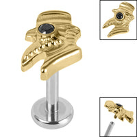 Titanium Internally Threaded Labrets 1.2mm - Titanium Jewelled Plague Doctor