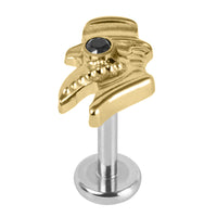 Titanium Internally Threaded Labrets 1.2mm - Titanium Jewelled Plague Doctor