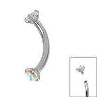 Titanium Internally Threaded Claw Set Double Jewelled Micro Curved Bar 1.2mm
