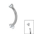 Titanium Internally Threaded Claw Set Double Jewelled Micro Curved Bar 1.2mm