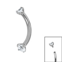 Titanium Internally Threaded Claw Set Double Jewelled Micro Curved Bar 1.2mm