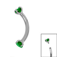 Titanium Internally Threaded Claw Set Double Jewelled Micro Curved Bar 1.2mm