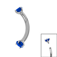Titanium Internally Threaded Claw Set Double Jewelled Micro Curved Bar 1.2mm
