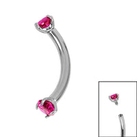 Titanium Internally Threaded Claw Set Double Jewelled Micro Curved Bar 1.2mm
