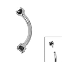 Titanium Internally Threaded Claw Set Double Jewelled Micro Curved Bar 1.2mm