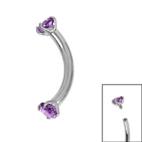 Titanium Internally Threaded Claw Set Double Jewelled Micro Curved Bar 1.2mm