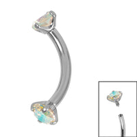 Titanium Internally Threaded Claw Set Double Jewelled Micro Curved Bar 1.2mm