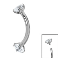 Titanium Internally Threaded Claw Set Double Jewelled Micro Curved Bar 1.2mm