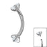 Titanium Internally Threaded Claw Set Double Jewelled Micro Curved Bar 1.2mm