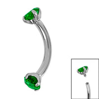 Titanium Internally Threaded Claw Set Double Jewelled Micro Curved Bar 1.2mm