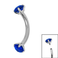 Titanium Internally Threaded Claw Set Double Jewelled Micro Curved Bar 1.2mm