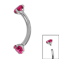 Titanium Internally Threaded Claw Set Double Jewelled Micro Curved Bar 1.2mm