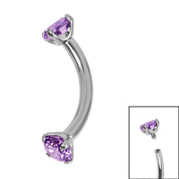 Titanium Internally Threaded Claw Set Double Jewelled Micro Curved Bar 1.2mm
