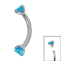 Titanium Internally Threaded Claw Set Double Jewelled Micro Curved Bar 1.2mm