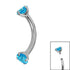 Titanium Internally Threaded Claw Set Double Jewelled Micro Curved Bar 1.2mm