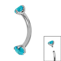 Titanium Internally Threaded Claw Set Double Jewelled Micro Curved Bar 1.2mm
