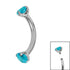 Titanium Internally Threaded Claw Set Double Jewelled Micro Curved Bar 1.2mm