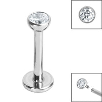 Titanium Internally Threaded Labrets 1.2mm - Titanium Jewelled Half Ball