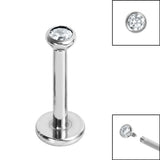 Titanium Internally Threaded Labrets 1.2mm - Titanium Jewelled Half Ball