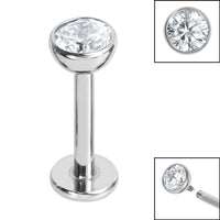 Titanium Internally Threaded Labrets 1.2mm - Titanium Jewelled Half Ball
