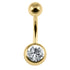 Gold Steel Single Jewelled Belly Bar