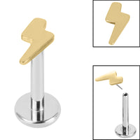 Titanium Threadless Labrets - Titanium (Bend/Push fit) Lightning Bolt