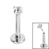 Titanium Threadless Labrets - Titanium (Bend-fit) Claw Set CZ Jewels 0.8mm Gauge - 5-8mm length