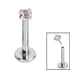 Titanium Threadless Labrets - Titanium (Bend-fit) Claw Set CZ Jewels 0.8mm Gauge - 5-8mm length