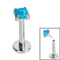 Titanium Threadless Labrets - Titanium (Bend-fit) Claw Set Synth Opal