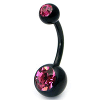 Black Titanium Double Jewelled Belly Bars
