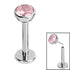 Titanium Threadless Labrets - Titanium (Bend/Push fit) Bezel Set Jewelled Balls 1.0mm Gauge