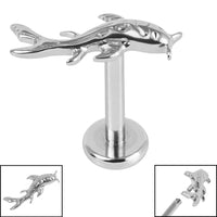 Titanium Internally Threaded Labrets 1.2mm - Titanium Koi Fish