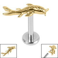 Titanium Internally Threaded Labrets 1.2mm - Titanium Koi Fish