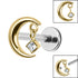 Titanium Internally Threaded Labrets 1.2mm - Titanium Crescent Moon and Dangle Jewel