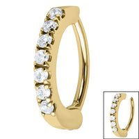 Steel Huggie Belly Clicker Ring - 7 Jewelled Pave Set