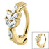 Steel Huggie Belly Clicker Ring - Claw Set Jewelled Leaf