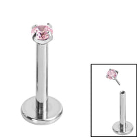 Titanium Threadless Labrets - Titanium (Bend-fit) Claw Set CZ Jewels 0.8mm Gauge - 5-8mm length