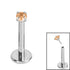Titanium Threadless Labrets - Titanium (Bend-fit) Claw Set CZ Jewels 1.0mm Gauge - 7-8mm length