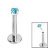 Titanium Threadless Labrets - Titanium (Bend-fit) Claw Set CZ Jewels 1.0mm Gauge - 5-6mm Length