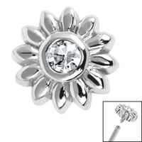 Steel Bezel Set Jewelled Sunflower for Internal Thread shafts in 1.2mm