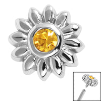 Steel Bezel Set Jewelled Sunflower for Internal Thread shafts in 1.2mm