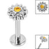 Titanium Internally Threaded Labrets 1.2mm - Steel Bezel Set Jewelled Sunflower