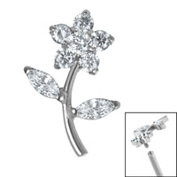 Titanium Claw Set Jewelled Blossom Flower for Internal Thread shafts in 1.2mm