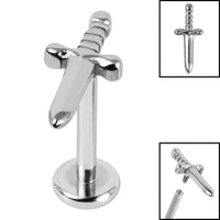 Titanium Internally Threaded Labrets 1.2mm - Titanium Mini Dagger