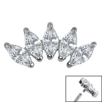 Titanium Claw Set 5 CZ Jewel Marquise Fan for Internal Thread shafts in 1.2mm
